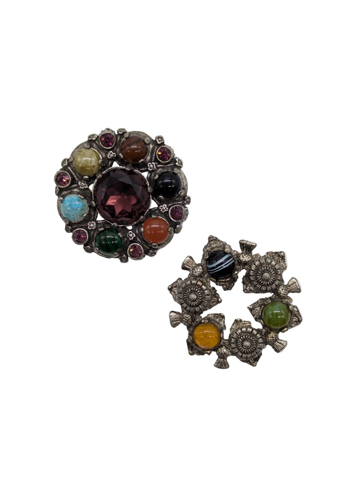 Broochella brooch pin duo vintage silver tone crystal bejewelled stones men's women's luxury designer collectable 