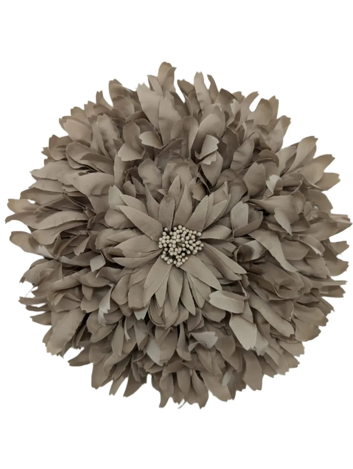 Broochella Crisanntemo large handmade designer beige fabric flower brooch. Pictured on a white background