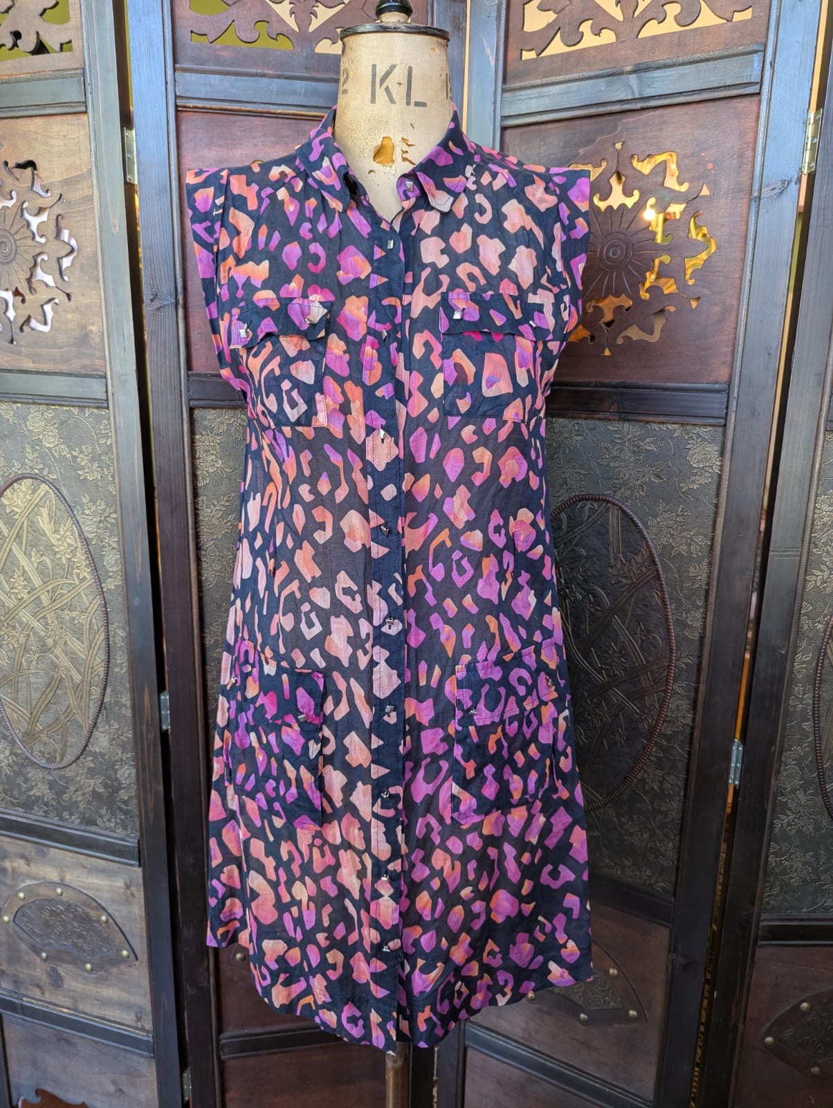 Matthew Williamson Leopard-Print Cotton Dress – Size US 6 navy ink luxury designer women's 