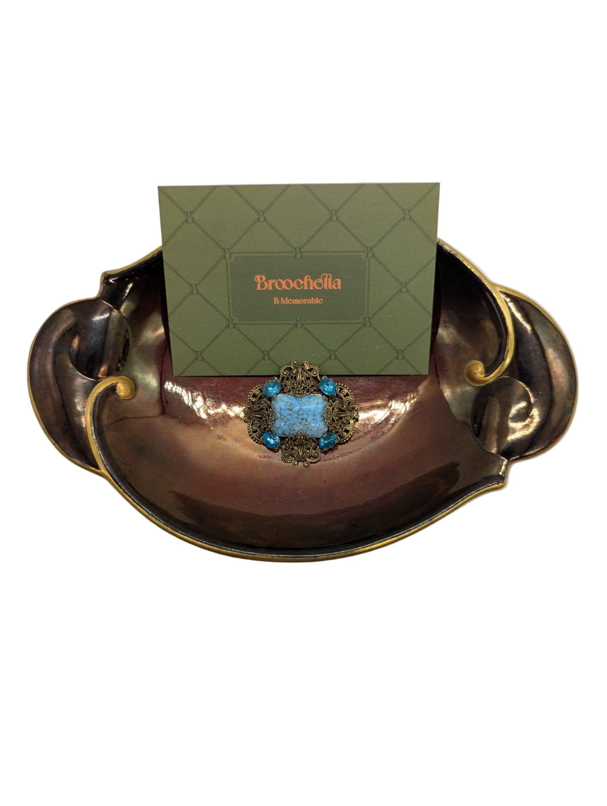 Azzurra Filigree Czech Vintage Brooch Pin