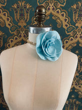Load image into Gallery viewer, Florella Linen Flower Brooch Blue
